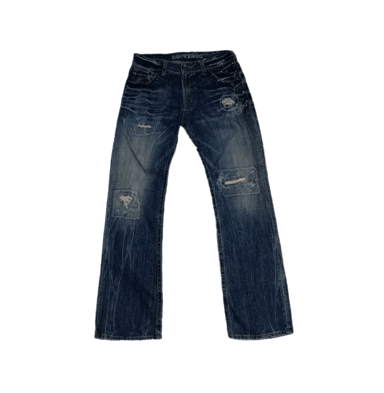 If Six Was Nine 🇯🇵 Distressed Indigo Buckaroo Japanese Sashiko BoroJeans Size US 32 / EU 48 - 1 Thumbnail