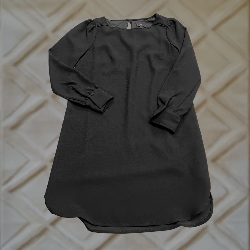J.Crew J.Crew Midi Shift Dress Womens 00 Black Long Sleeve Classic Everyday Crepe Size XXS / US 00 / IT 34 - 1 Thumbnail