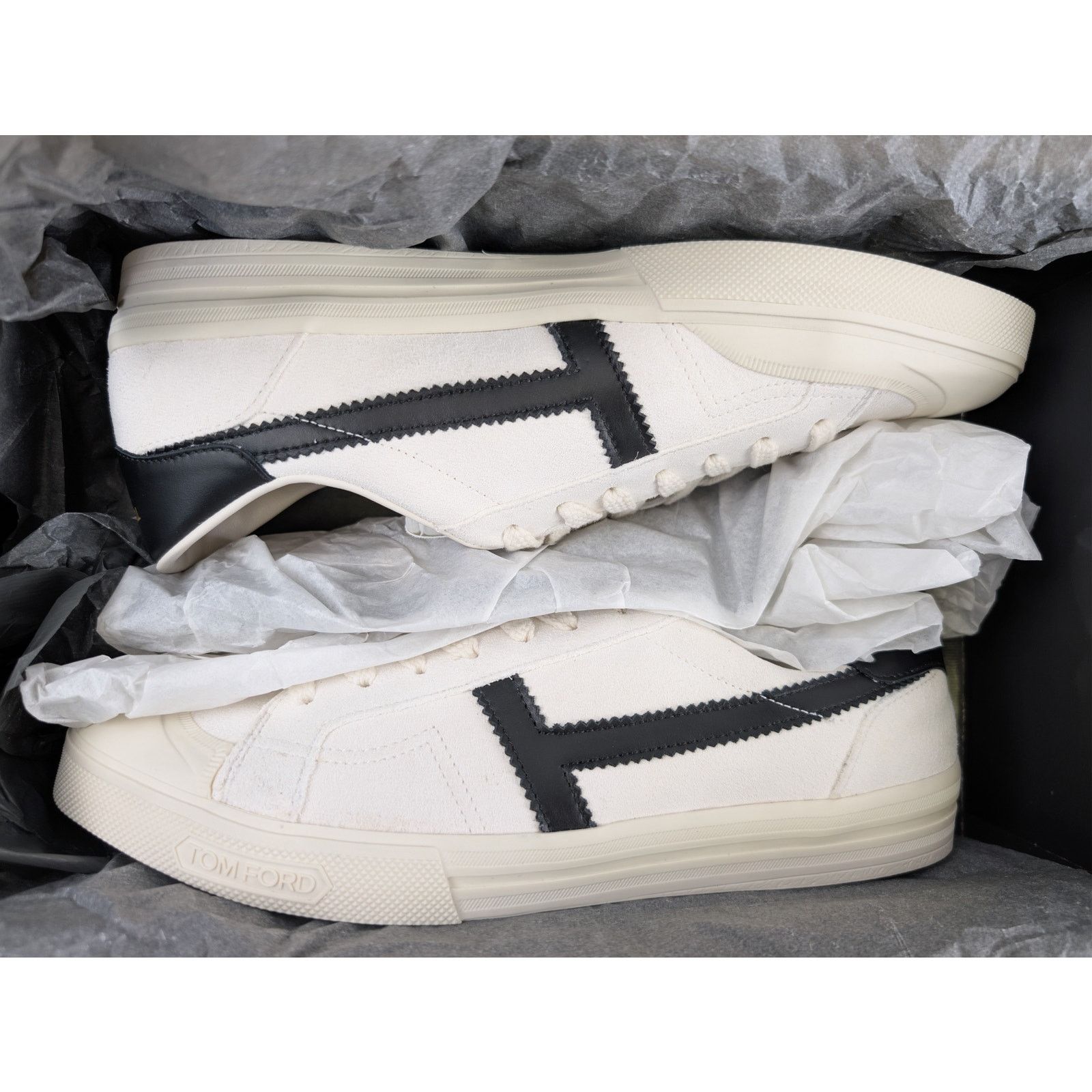 Tom Ford o1rshd1 Jarvis low-top canvas and leather sneakers in white Size US 8 / EU 41 - 21 Thumbnail