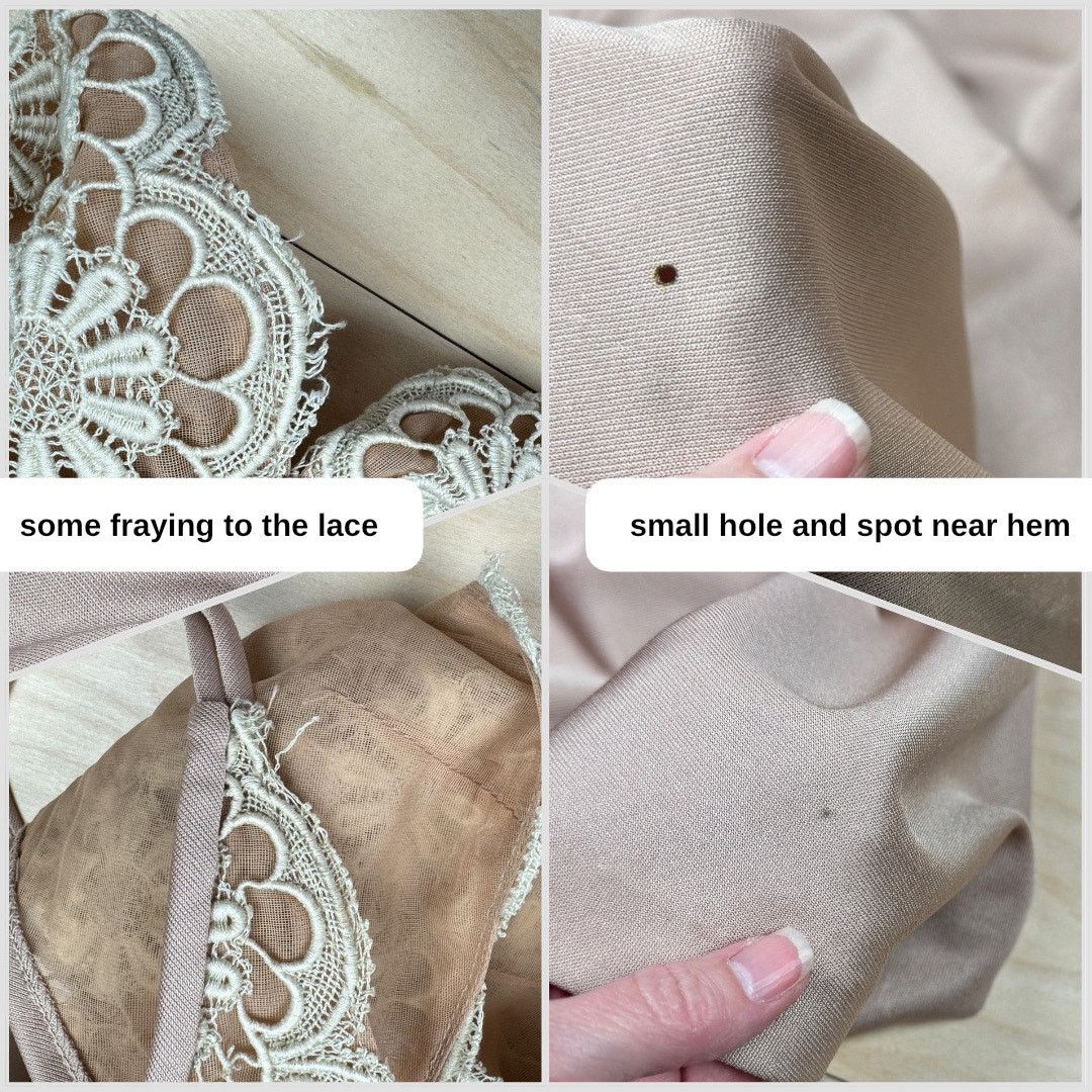 Vintage 1970s Taupe Illusion Floral Lace Strappy Backless Gown Size S / US 4 / IT 40 - 4 Thumbnail