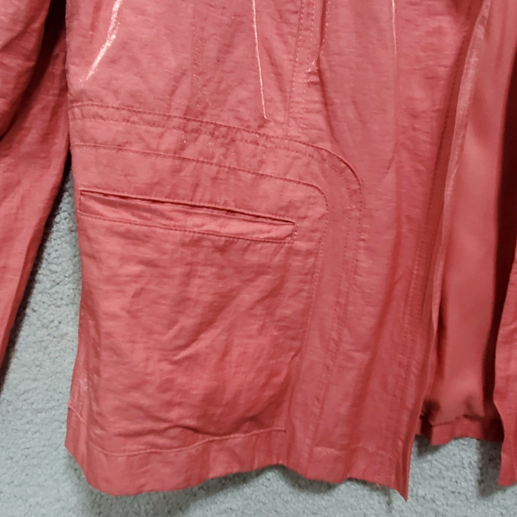 Vintage Chico's Blazer Shirt Women's 2 Medium Pink Peach Shimmer Lightweight Casual Blazer Shirt Size XS / US 0-2 / IT 36-38 - 4 Thumbnail