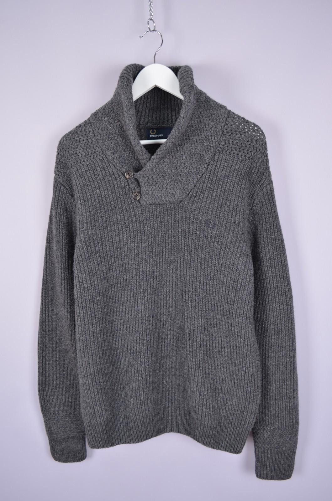Fred Perry Fred Perry 100% Lambswool Knit Shawl Collar Sweater Size L Size US L / EU 52-54 / 3 - 1 Thumbnail