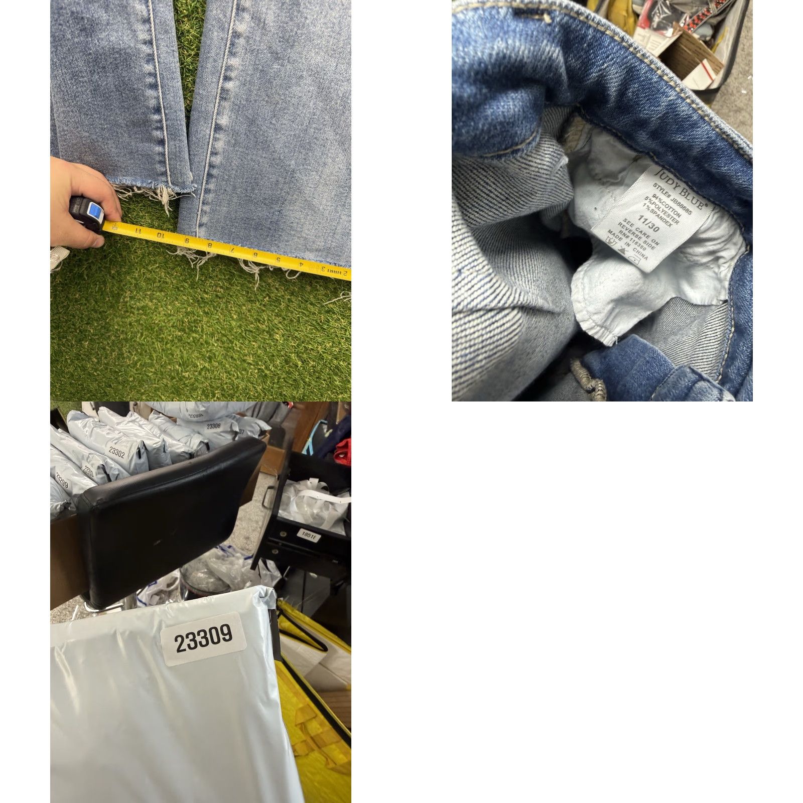 Vintage Judy Blue Jeans Womens High Rise Wide Leg Raw Hem Stretch 11/30 Fairmont JB88685 Blue Denim Trouser Jeans Size 30" / US 8 / IT 44 - 8 Thumbnail