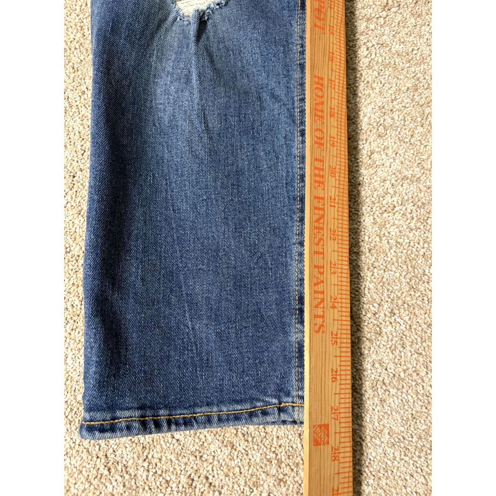 Old Navy Old Navy Womens 6 Straight Denim Jeans Sky-Hi Distressed Medium Size 28" / US 6 / IT 42 - 2 Thumbnail