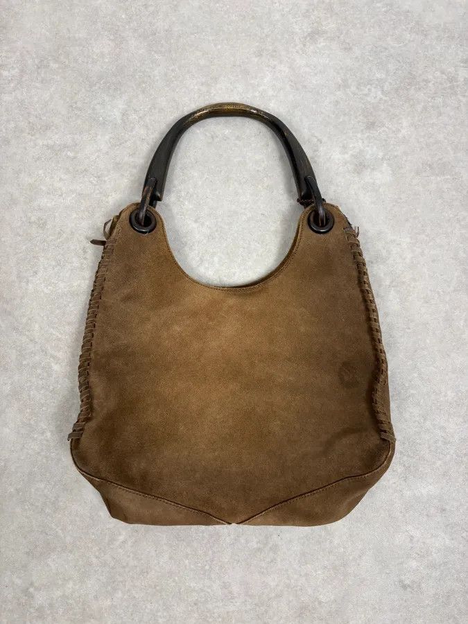 Gucci 2000s Gucci Brown Gradient Suede Leather Handle Bag Size ONE SIZE - 6 Thumbnail