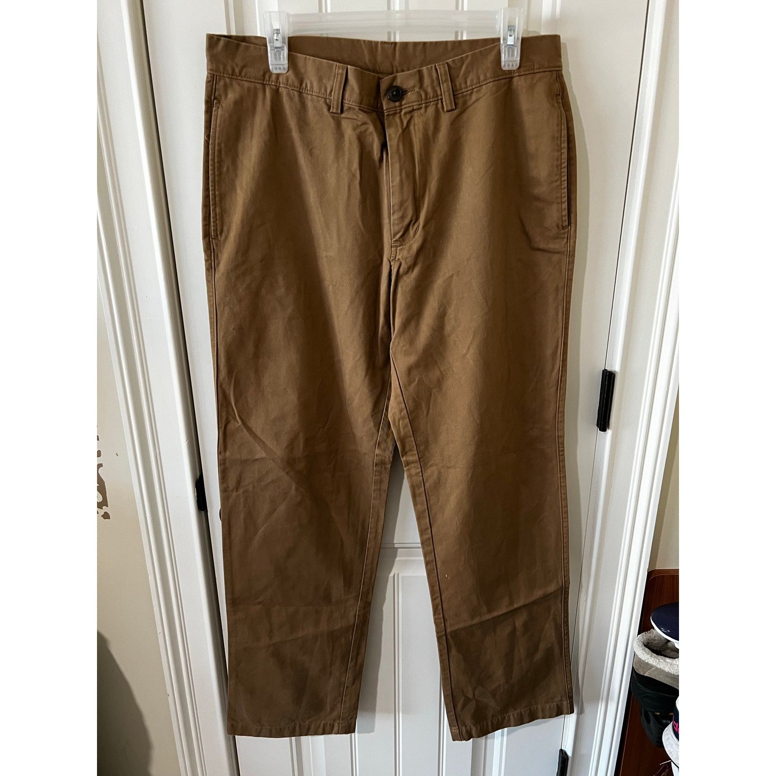 Haggar H26 Chino Pants Slacks Men's 32x34 Tan Flat Front Pockets Size US 32 / EU 48 - 3 Thumbnail