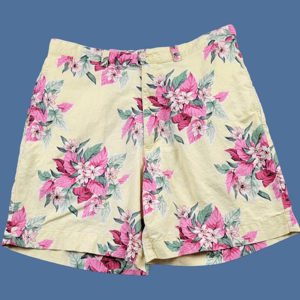 Ralph Lauren Polo Golf Gordon Shorts Mens 35 Yellow Floral Cotton Linen Chino Zip Pockets Stylish Casual Summer Vintage: No Size US S / EU 44-46 / 1 - 1 Thumbnail