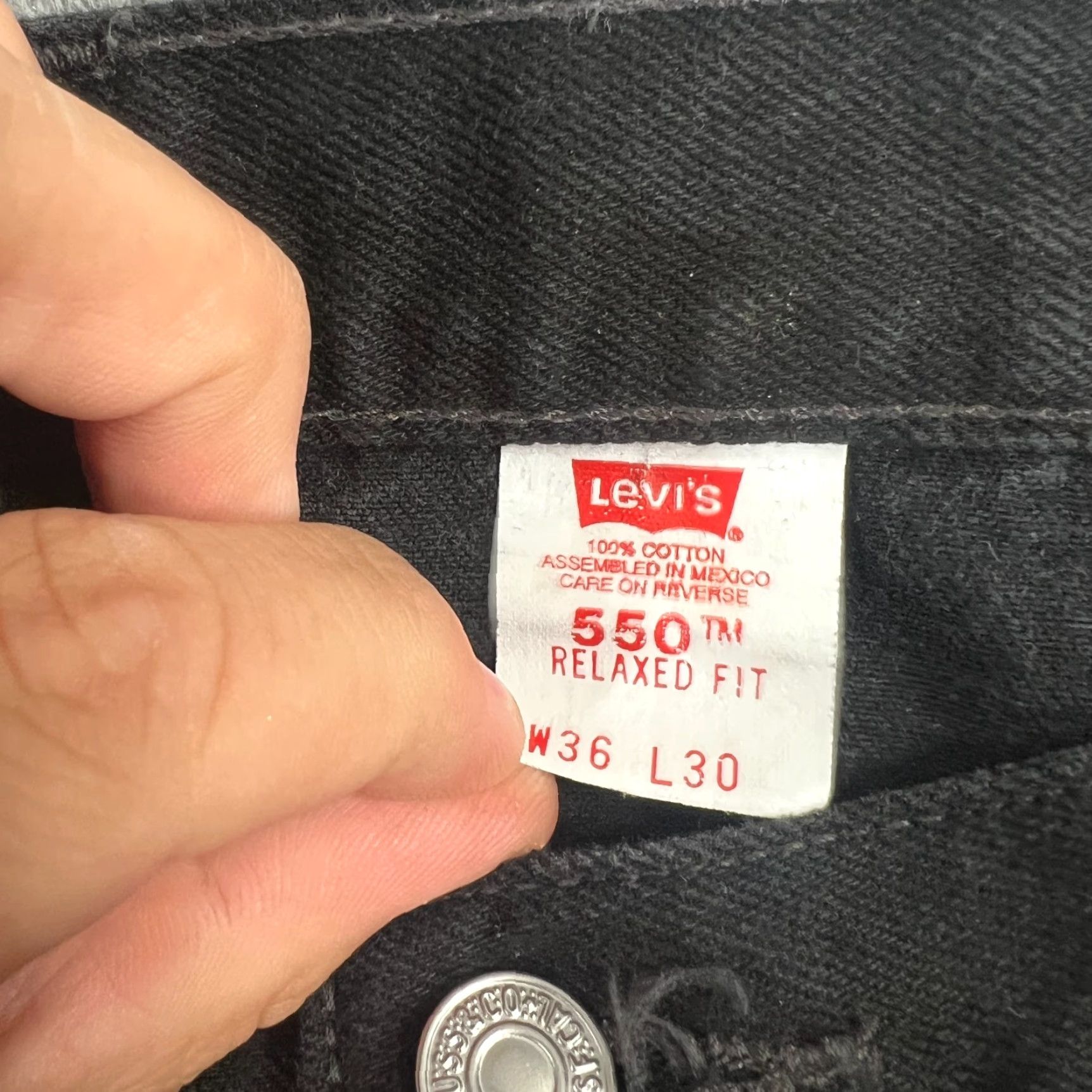 Levi's VINTAGE Levi's 550 Jeans Men's Relaxed Fit 36x30 Black Cotton 90s Retro Made in Mexico Size US 36 / EU 52 - 7 Thumbnail