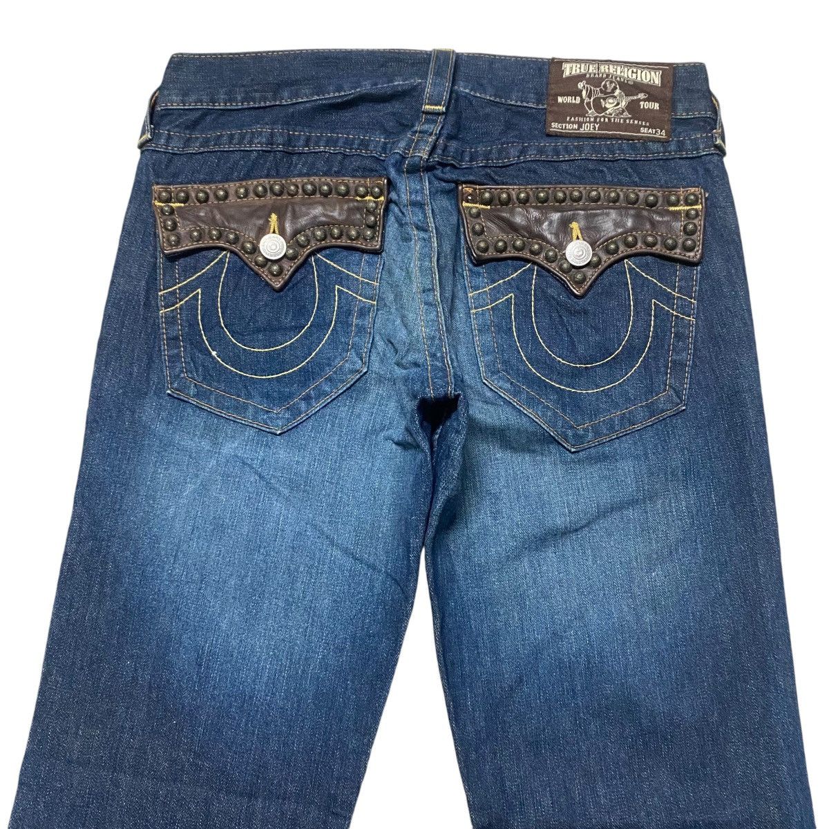 True Religion Vintage True Religion Denim Flare Jeans Leather Flap Size US 31 - 9 Thumbnail