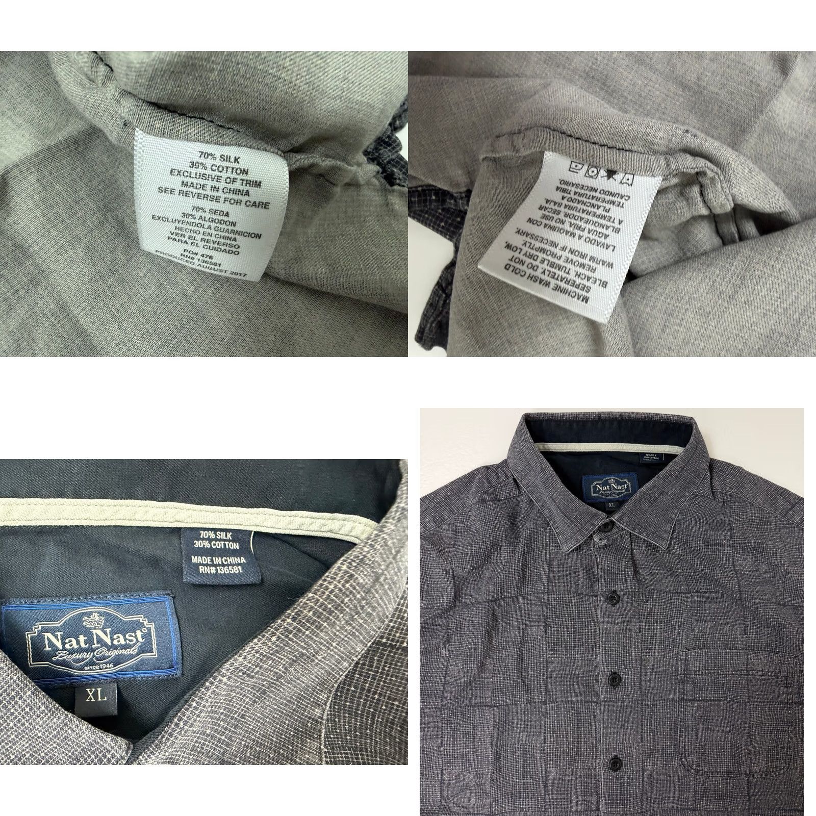 Nat Nast Nat Nast Shirt Men XL Travel Resort Outdoors Silk Cotton Check Patchwork Print Shirt Size US XL / EU 56 / 4 - 9 Thumbnail