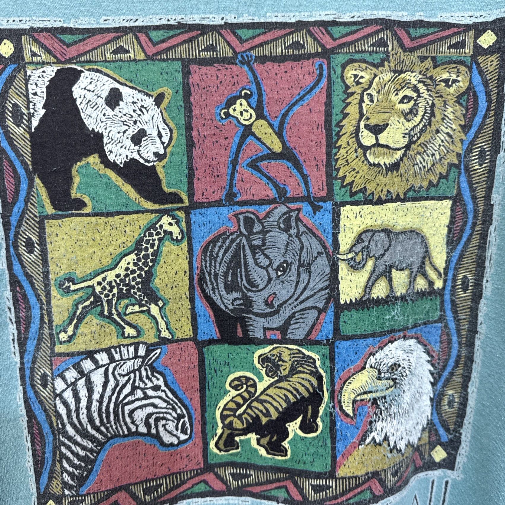 Vintage VINTAGE Noah's Ark Jesus T-Shirt XL Blue Religious Bible Animal Cartoon 90s Men Size US XL / EU 56 / 4 - 6 Thumbnail