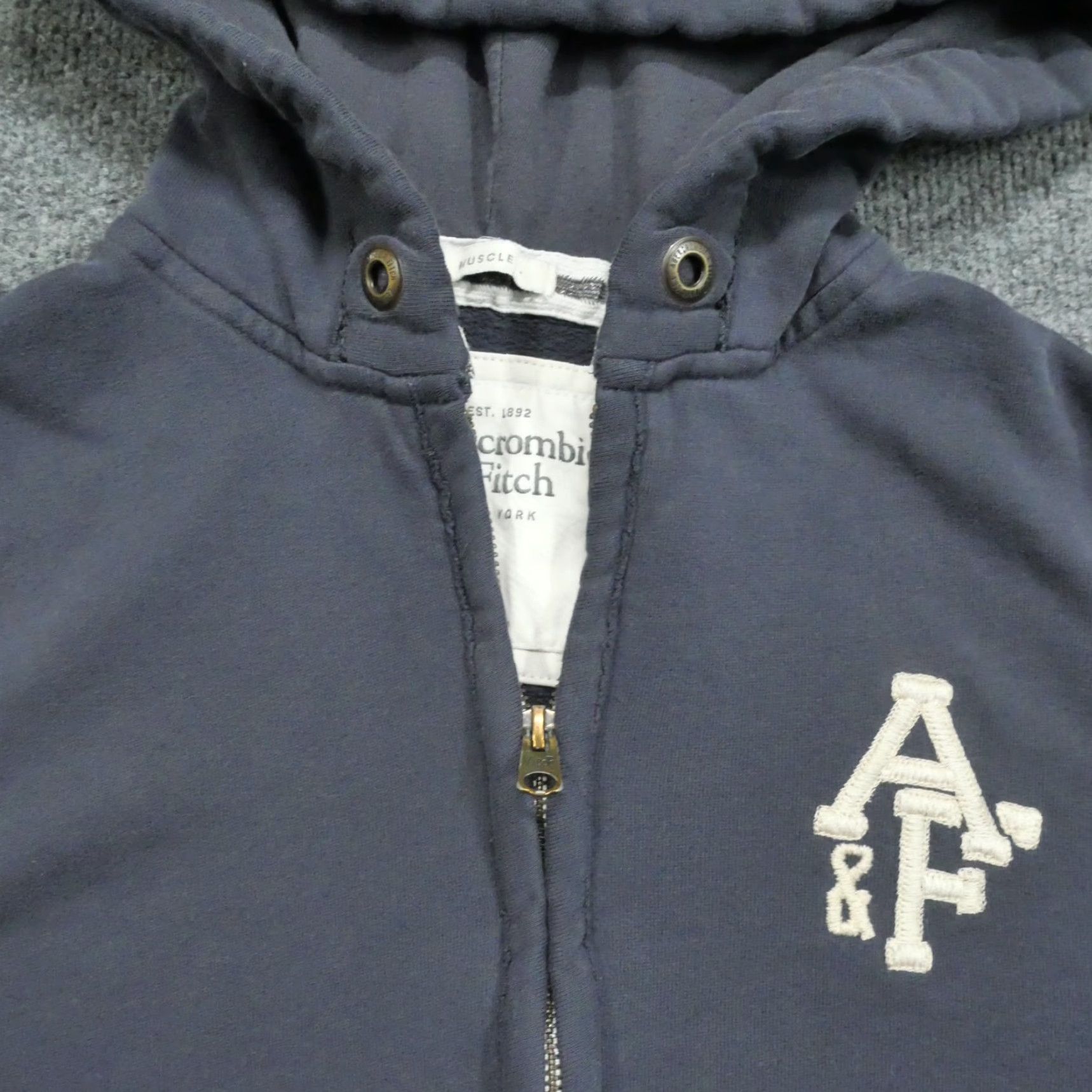 Abercrombie & Fitch VINTAGE Abercrombie & Fitch Hoodie Men L Blue Full Zip Grunge 90s Style, Fleece, Hooded, Distress, Cotton Polyester, Full Zip, Regular Mens Size US L / EU 52-54 / 3 - 5 Thumbnail