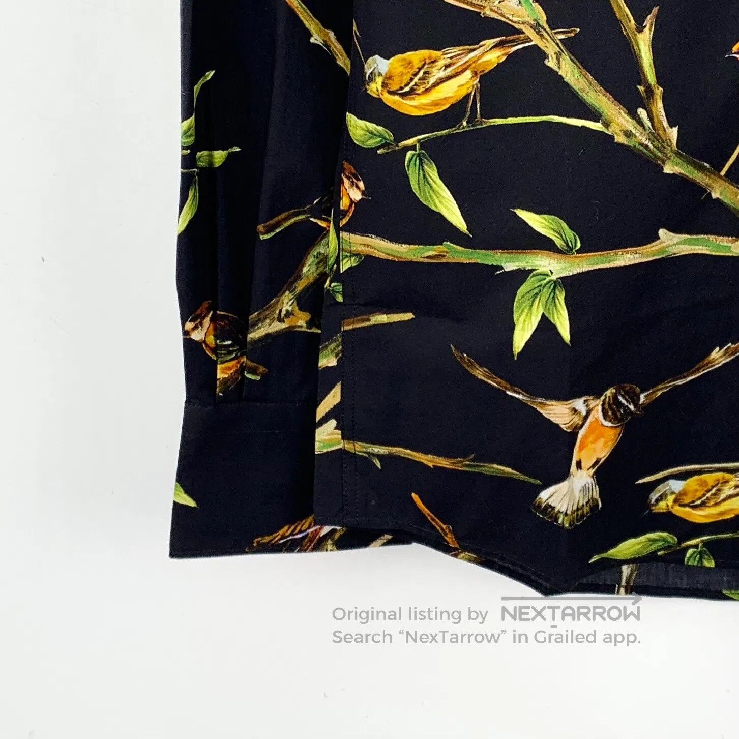 Dolce & Gabbana Dolce Gabbana size 37 Black Floral Bird Print Cotton Colla Size US M / EU 48-50 / 2 - 4 Thumbnail