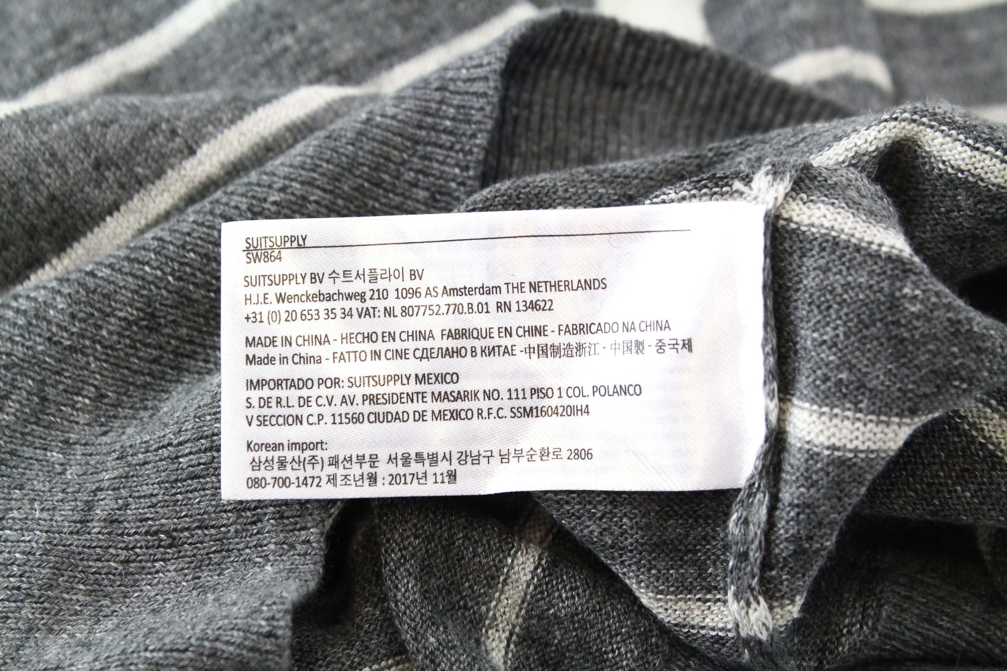 Suitsupply XS Grey Linen Cotton Striped Sweater 60321 Size US XS / EU 42 / 0 - 6 Thumbnail