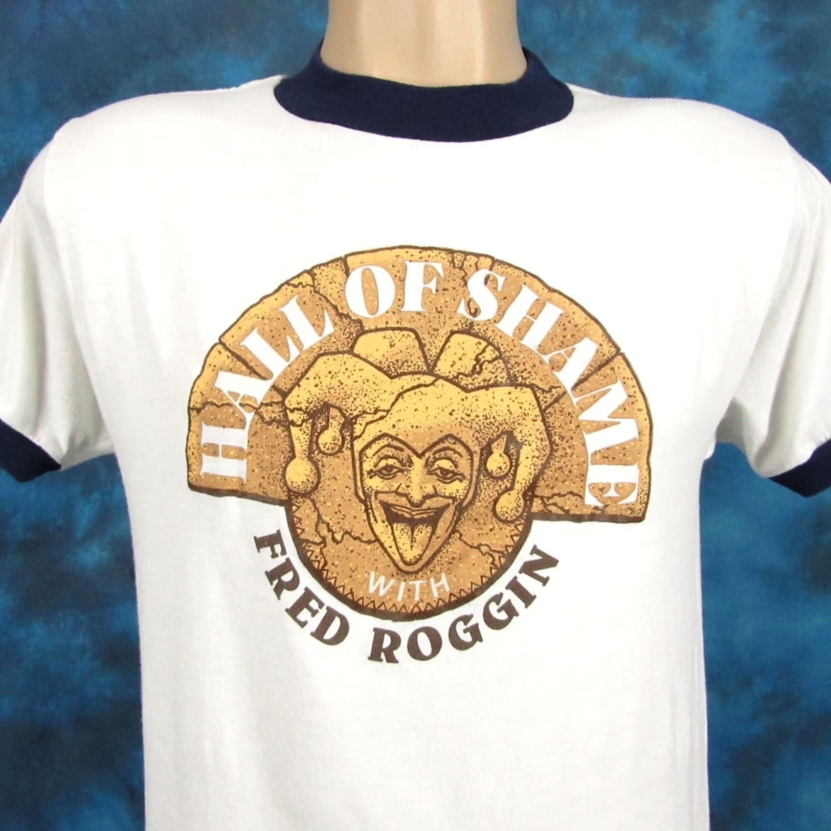 FRED vtg 80s NBC FRED ROGGIN HALL OF SHAME LOS ANGELES TV RINGER T-Shirt S california shirts Mens White 80s 90s Size US S / EU 44-46 / 1 - 3 Thumbnail