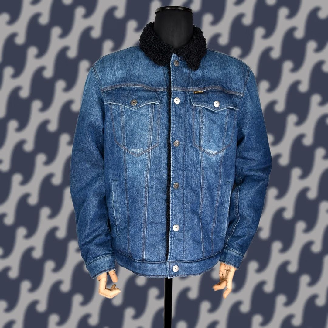 G-Star G-Star RAW 3301 Slim Sherpa Jacket Sato Stretch Denim 2XL Mens Blue Jacket Size US XXL / EU 58 / 5 - 1 Thumbnail