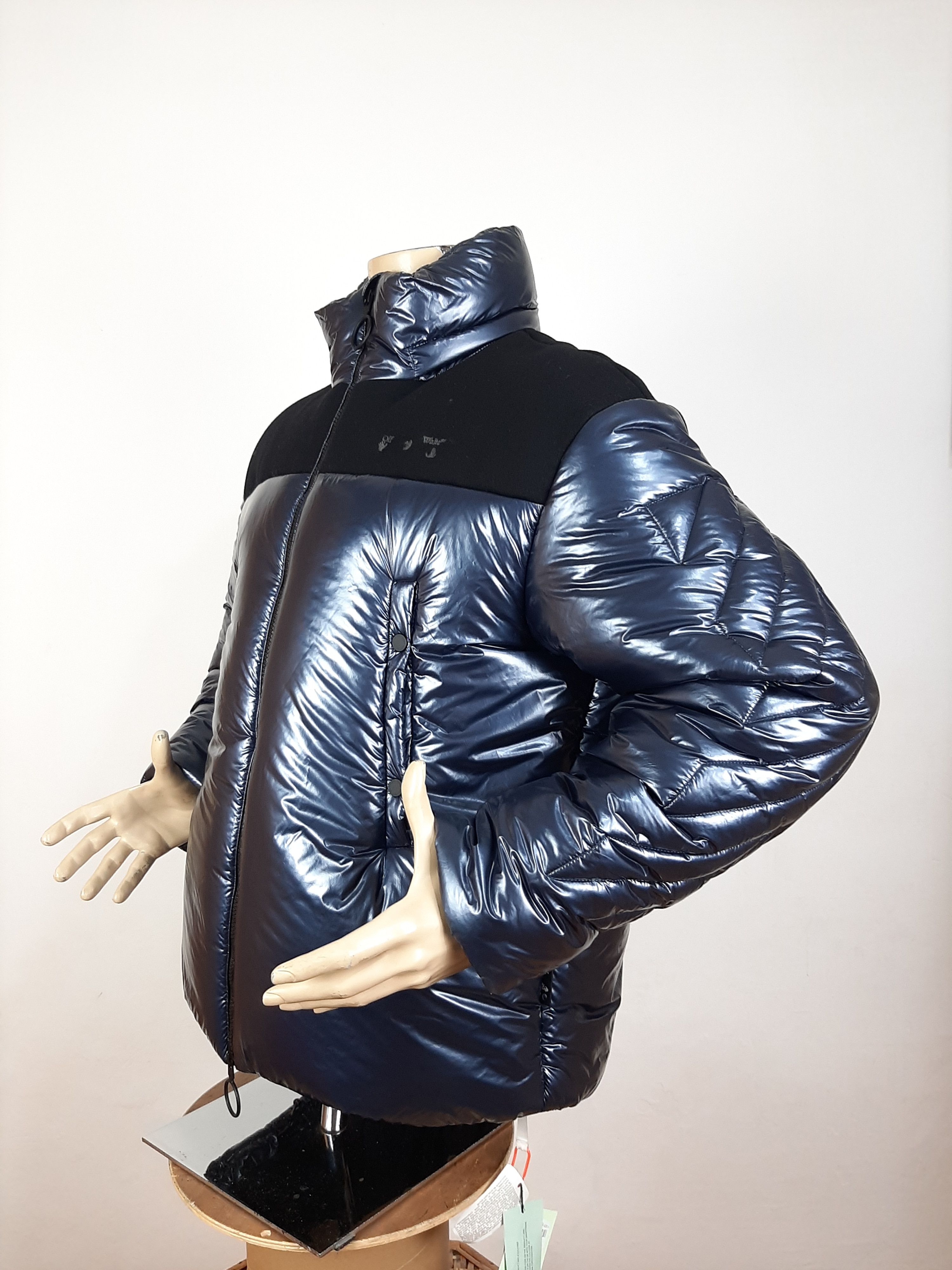 Off-White Off-White Shiny Down Jacket Navy Men's Size L Size US L / EU 52-54 / 3 - 6 Thumbnail