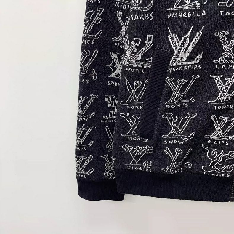 Louis Vuitton Louis Vuitton Cotton zip knit jacket with full black logo Size US XL / EU 56 / 4 - 4 Thumbnail