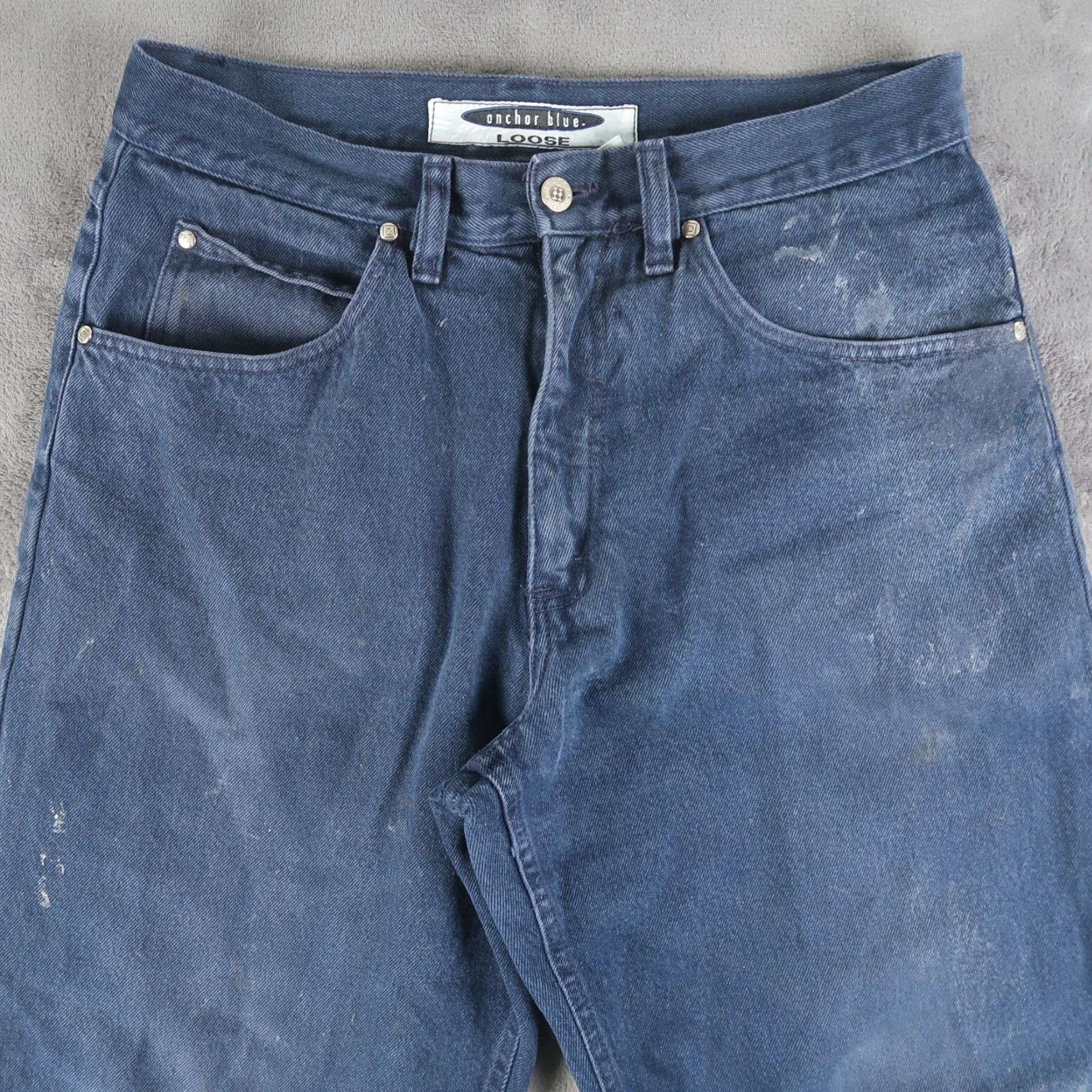 Anchor Blue VINTAGE Anchor Blue Jeans Mens 90s Logo 5-Pocket Denim Relaxed Fit 33x30 Blue USA Made 90s Grunge Hip Hop Skater Size US 33 - 3 Thumbnail