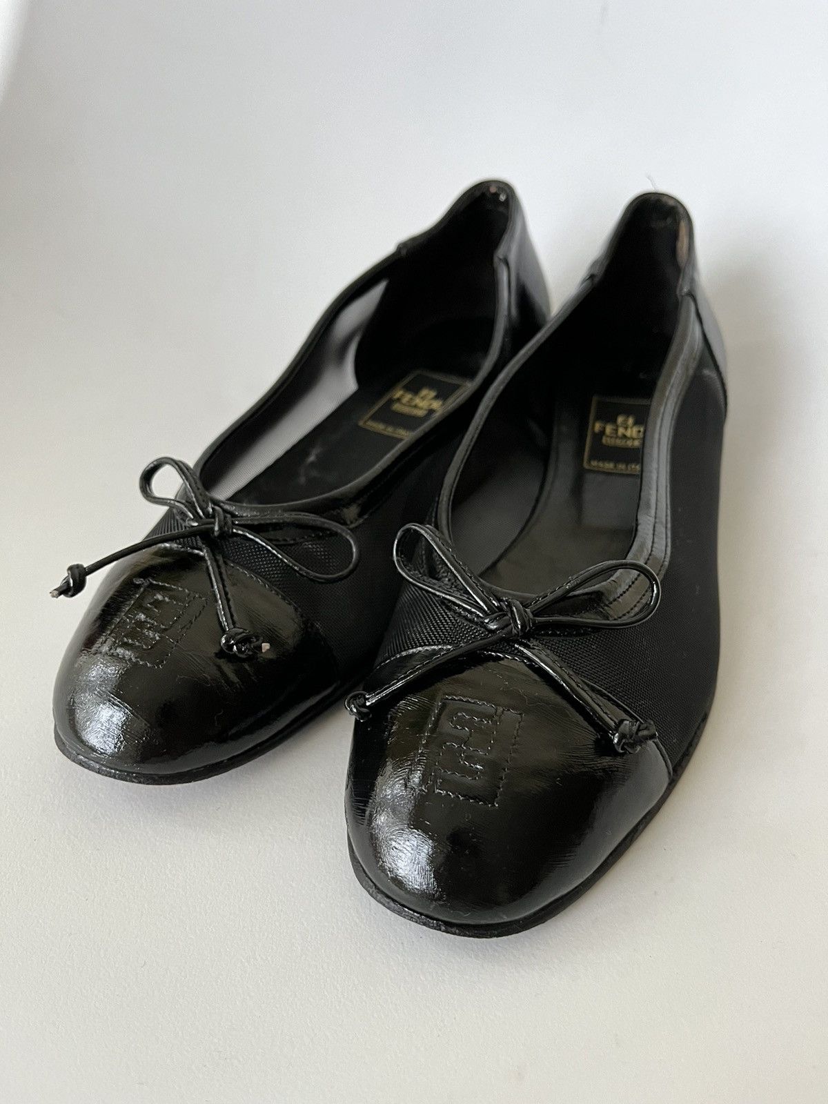 Fendi FENDI FF Logo Ballet Flat Mesh Leather Size US 7 / IT 37 - 1 Thumbnail