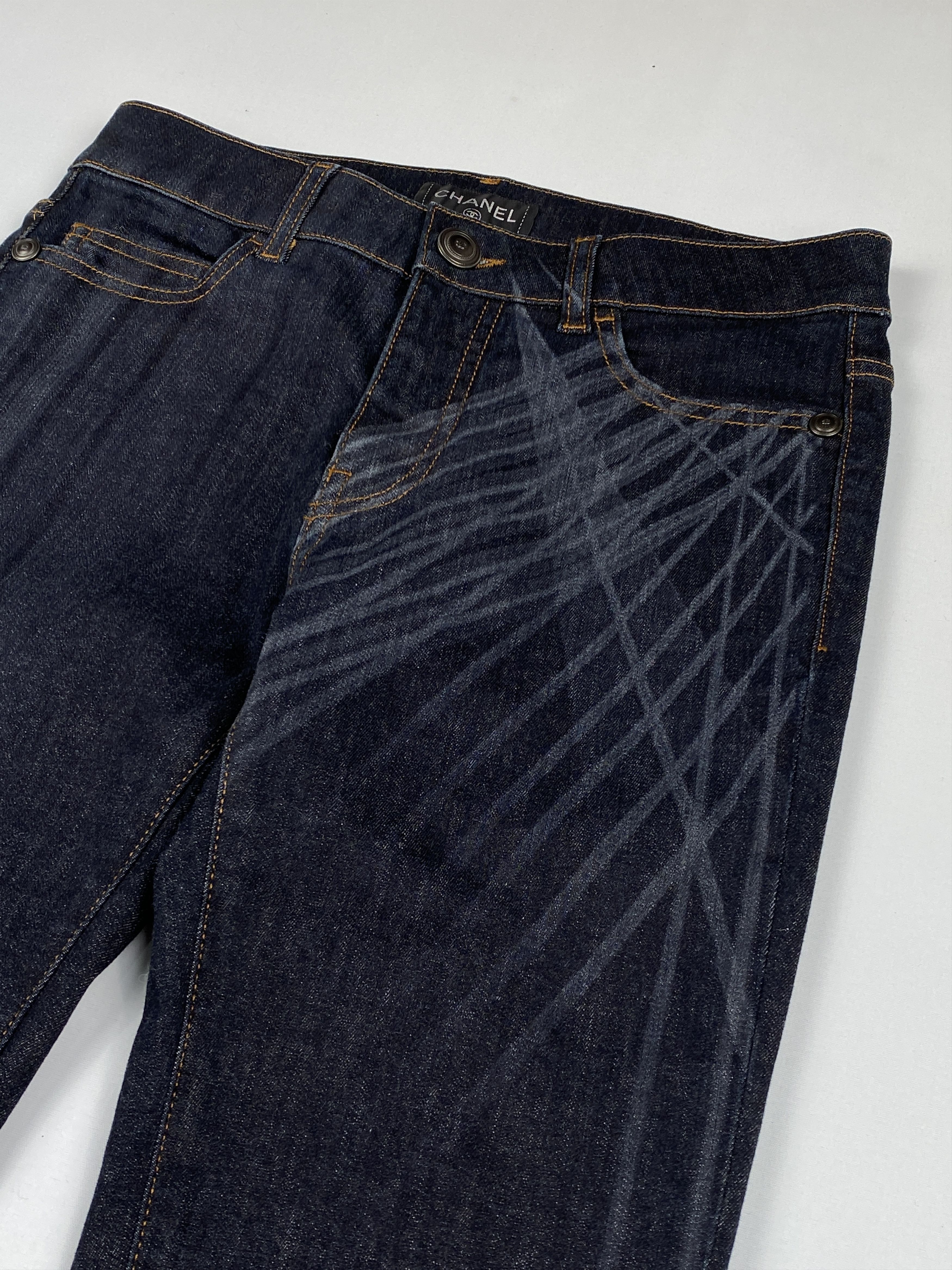 Chanel Geometric Laser Print Coco Mark Buttons Denim Jeans Size US 27 - 5 Thumbnail