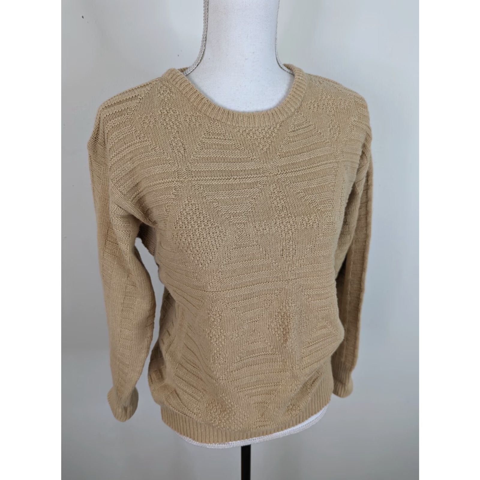 Vintage VINTAGE Crewneck Sweater Womens Medium Pullover Beige S10 Size M / US 6-8 / IT 42-44 - 2 Thumbnail