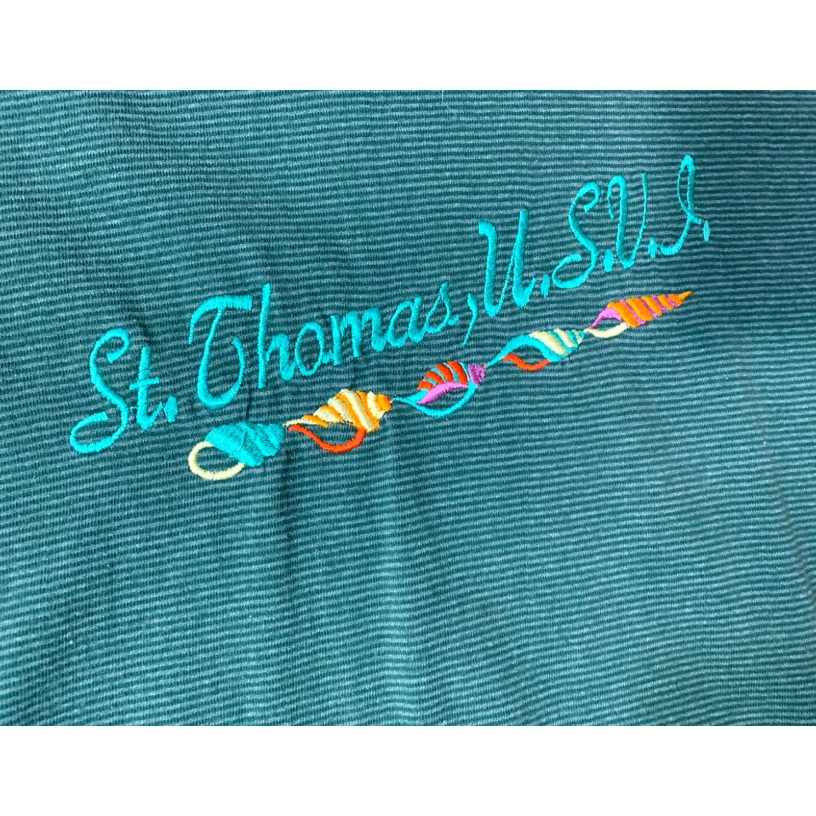 Vintage VINTAGE 80s St Thomas USVI Tennessee River Striped T Shirt Adult Medium Green Size US M / EU 48-50 / 2 - 2 Thumbnail