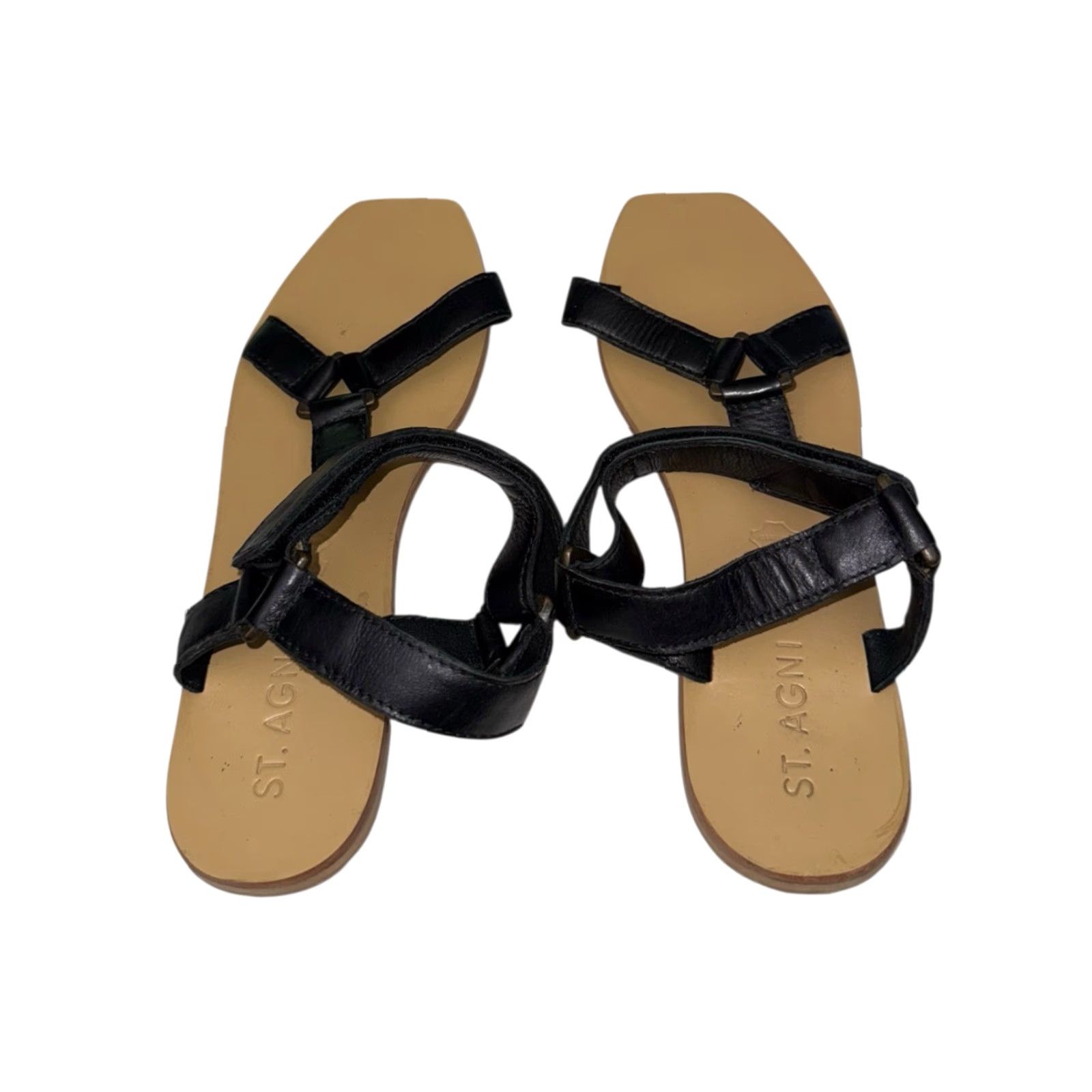 Vintage St Agni Sportsu Sandals Slide Leather Black 39 US 8 Women Sandal St Agni Sportsu 39 Black Leather Slide Women Size 8 US Size US 8 / IT 38 - 4 Thumbnail