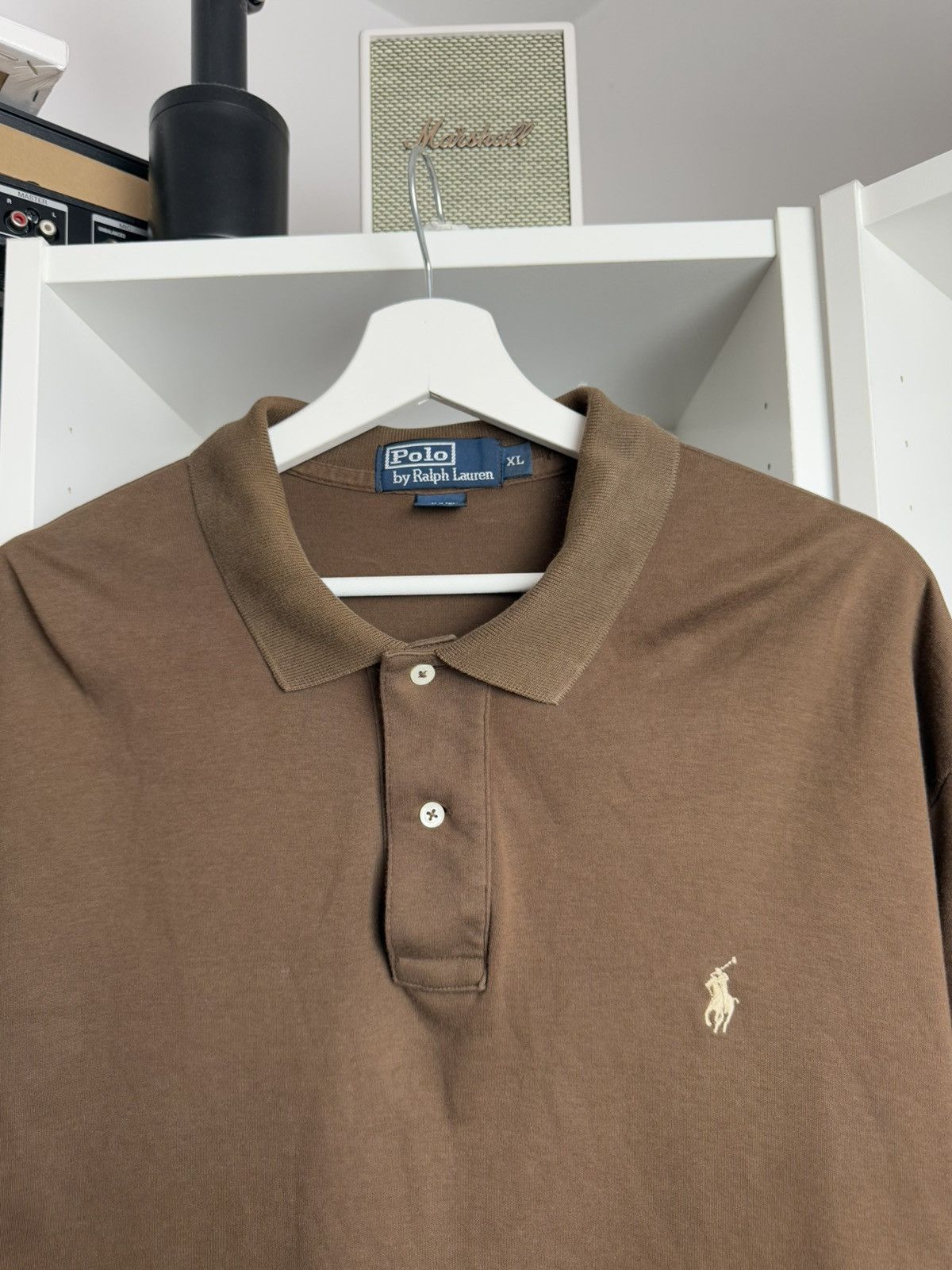 Designer × Polo Ralph Lauren × Ralph Lauren Vintage y2k Polo Ralph Lauren brown polo t-shirt XL drill Size US XL / EU 56 / 4 - 4 Thumbnail