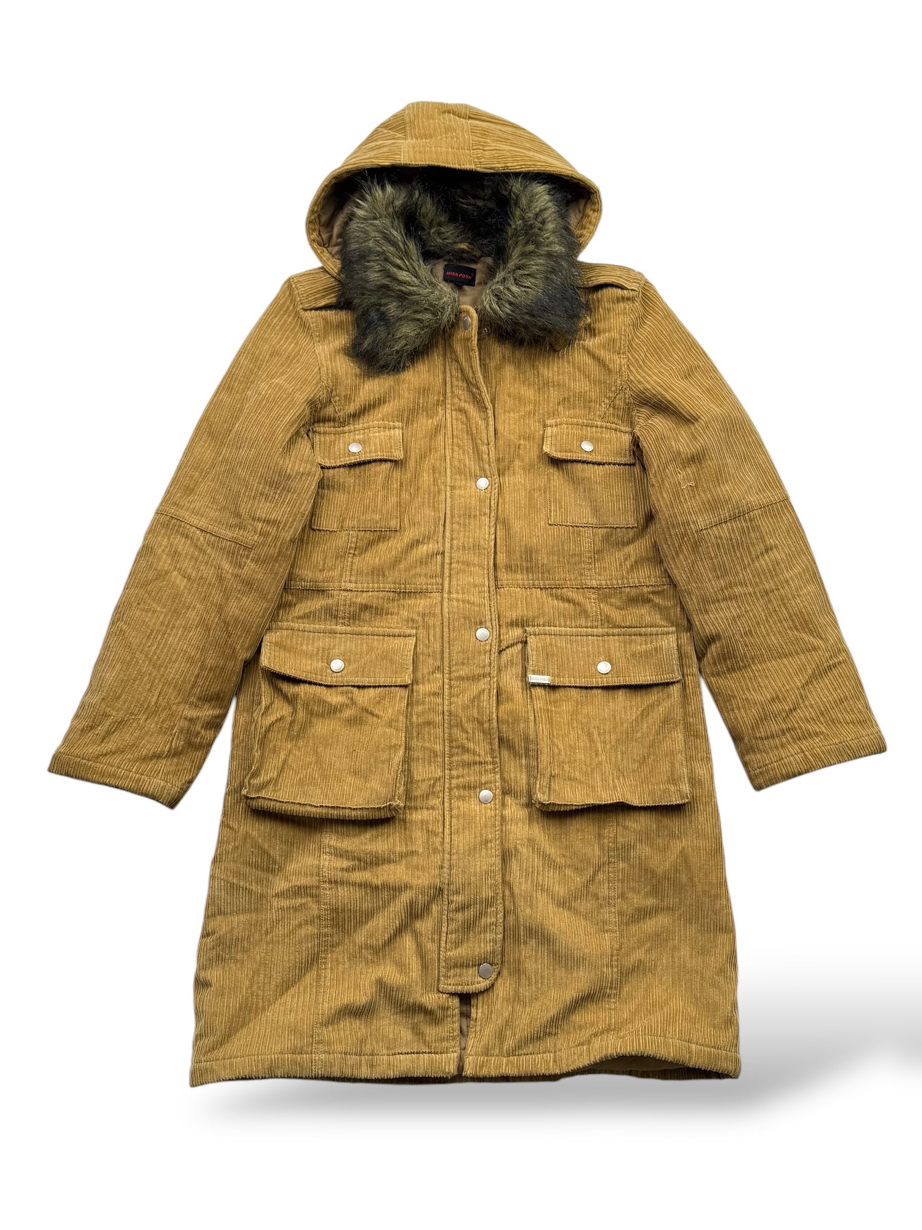 Vintage Vintage Corduroy Coat With Faux Fur Neck W87(V9) Size L / US 10 / IT 46 - 1 Thumbnail