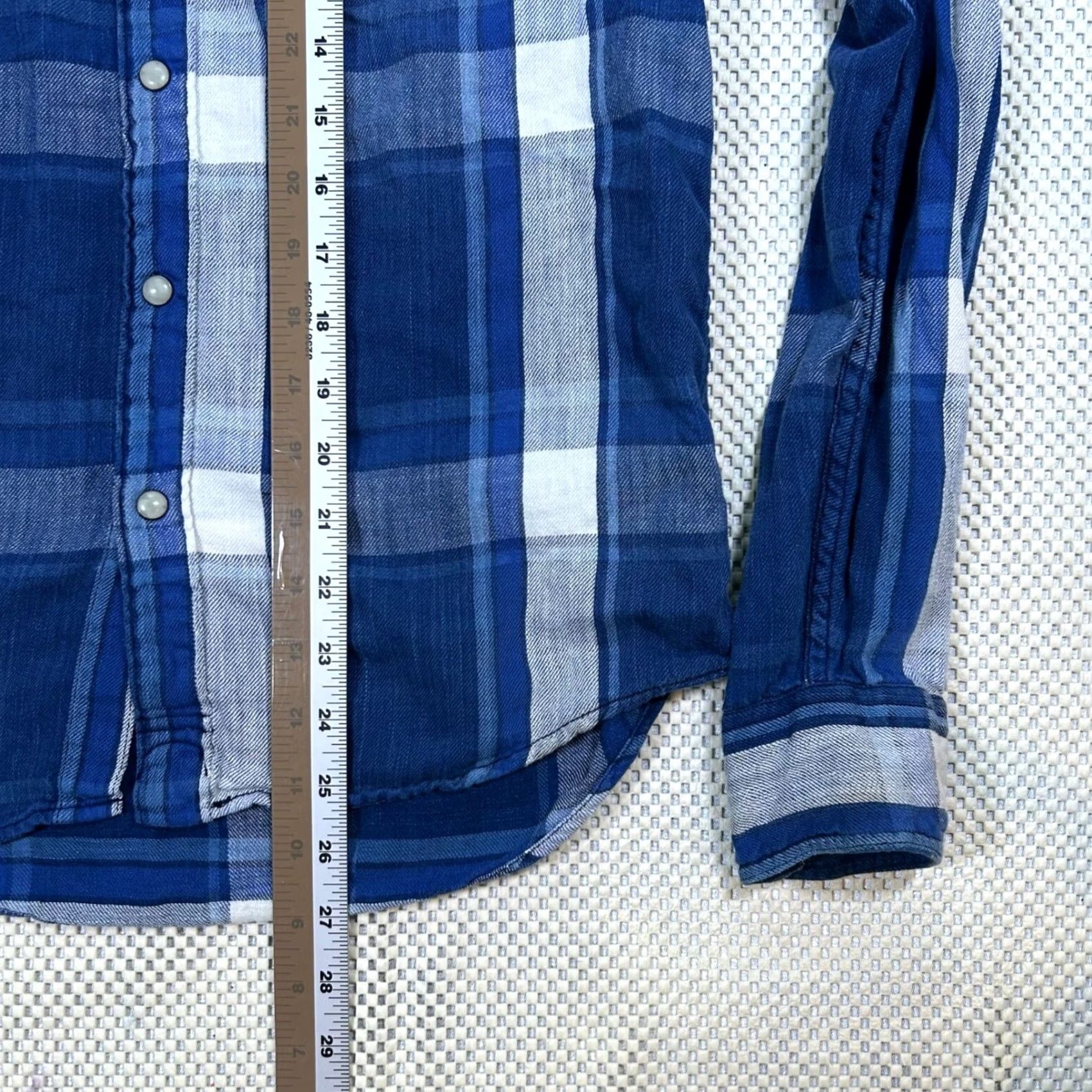 Lucky Brand Lucky Brand Plaid Western Shirt Mens Long Sleeve Small Blue Button-Up, Classic Fit, Chest Pockets, Cotton Blend Size US S / EU 44-46 / 1 - 7 Thumbnail