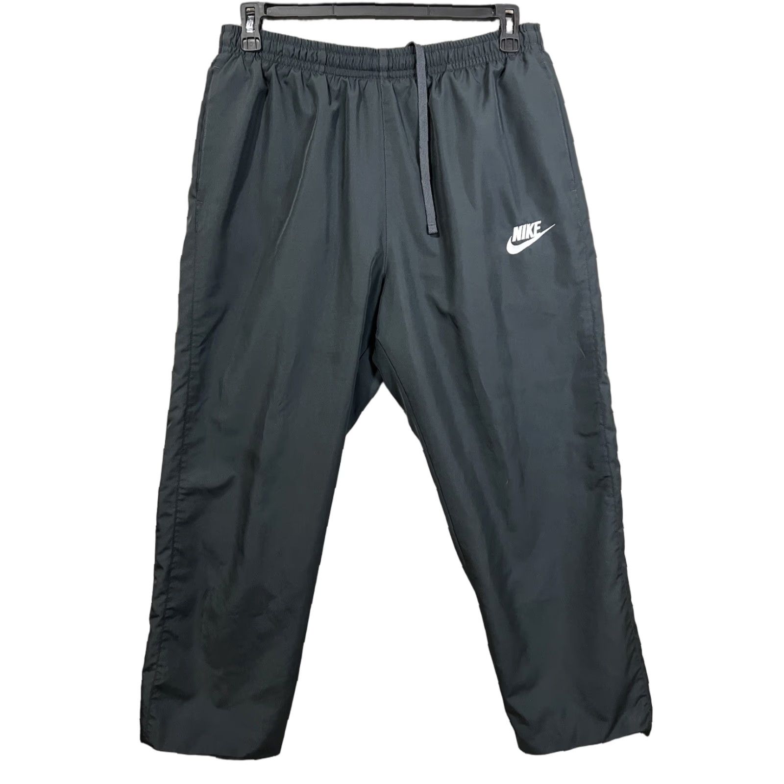 Nike Track Pants Men XL Gray 80s Blue Label Pockets Straight Leg Inseam 31in Windbreaker Lined Relaxed Fit