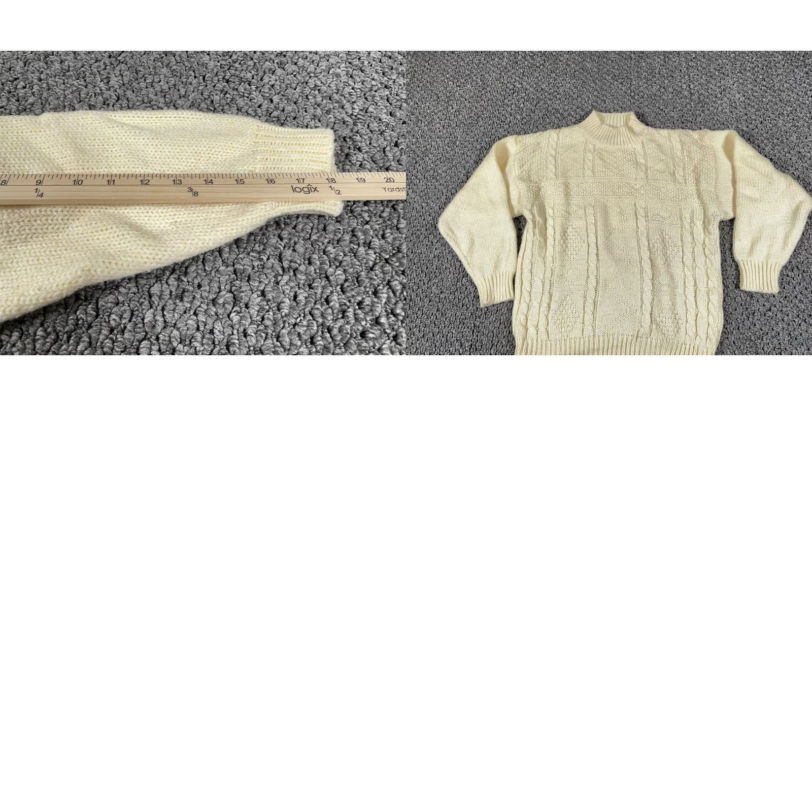 Vintage VINTAGE Boundary Waters Cable Knit Mock Neck Sweater Women's Large Ivory Preppy Lightweight Size L / US 10 / IT 46 - 8 Thumbnail
