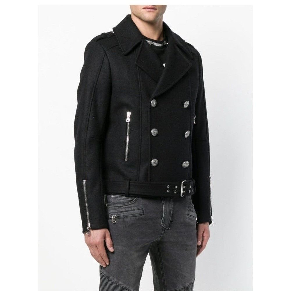 Balmain Balmain Double Breasted Biker Peacoat/Blazer Size 48R - 7 Thumbnail