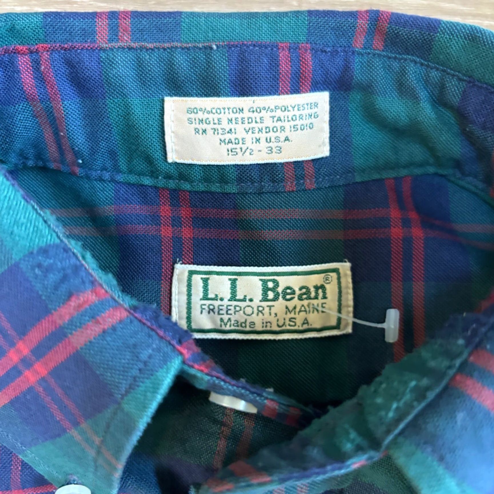 Vintage Vintage LL Bean Shirt Mens Medium 15.5 - 33 Tartan Plaid Twill Sport USA 90s Size US M / EU 48-50 / 2 - 4 Thumbnail