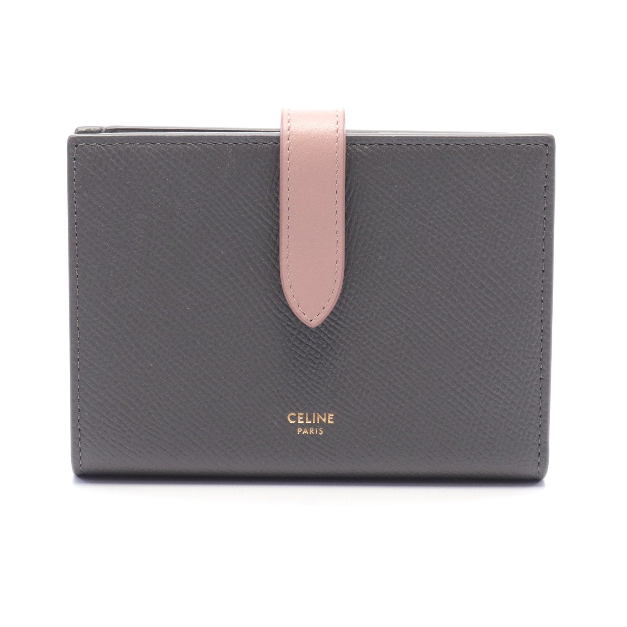 Celine Celine Medium Strap Wallet Bi-Fold Leather Gray Light Pink Size ONE SIZE - 1 Thumbnail
