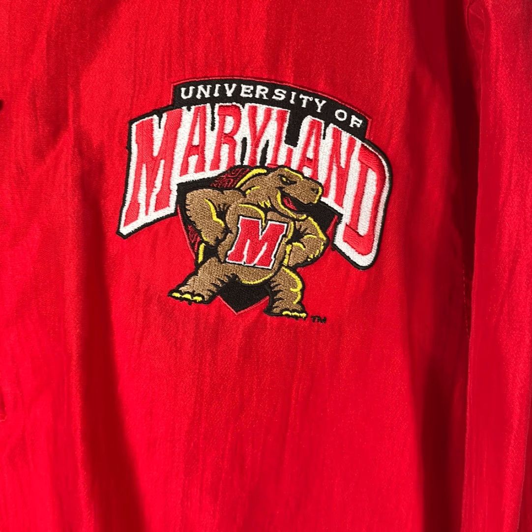 Starter VINTAGE Starter Jacket Maryland Terrapins Terps Quarter Zip Pullover Unisex Adults L Red Black Nylon Made in USA Size US L / EU 52-54 / 3 - 2 Thumbnail
