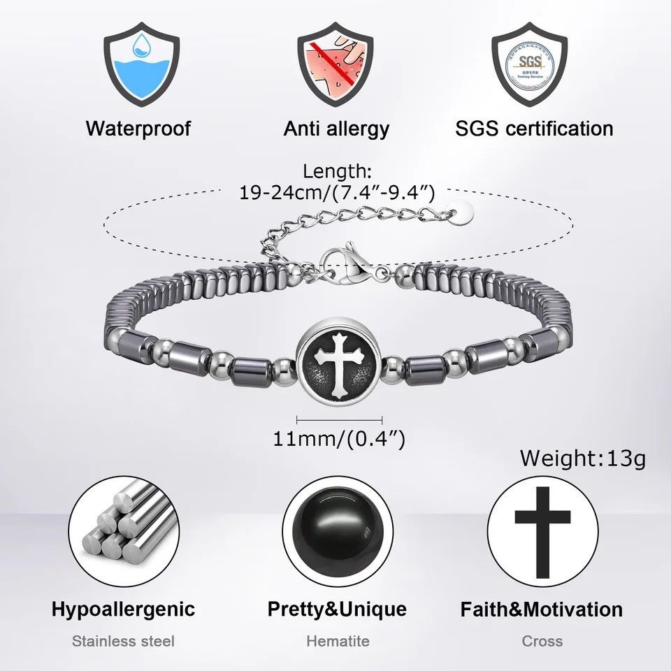 Jewelry × Vintage Hematite Energy Balance Wristband Adjustable Bracelet Size ONE SIZE - 5 Thumbnail