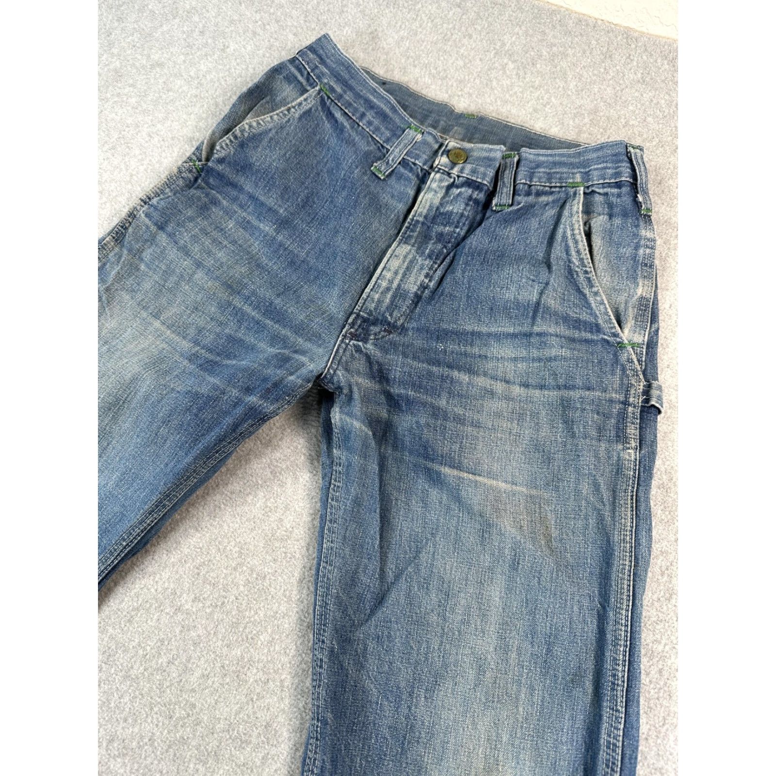 Vintage VINTAGE OshKosh B'gosh Jeans Mens 34 Blue Relaxed Straight Carpenter Workwear Pockets 34in Inseam Canvas Distressed Size 24" / US 00 / IT 34 - 2 Thumbnail