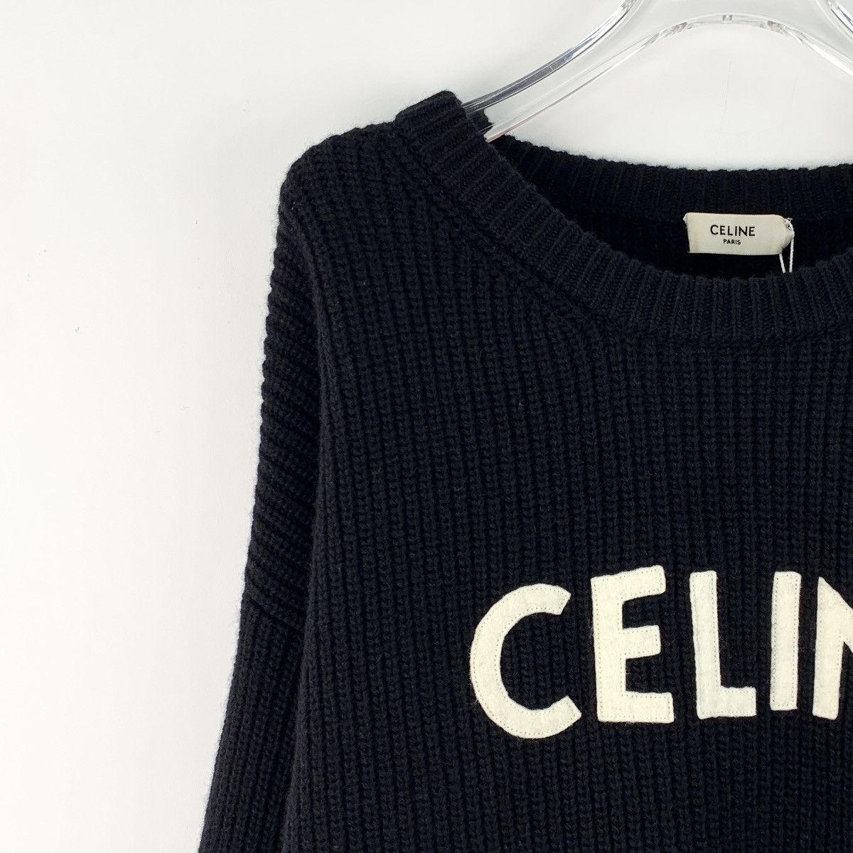 Celine Celine Black Logo Embroidered Wool Knit Sweater K26WX Size US M / EU 48-50 / 2 - 3 Thumbnail