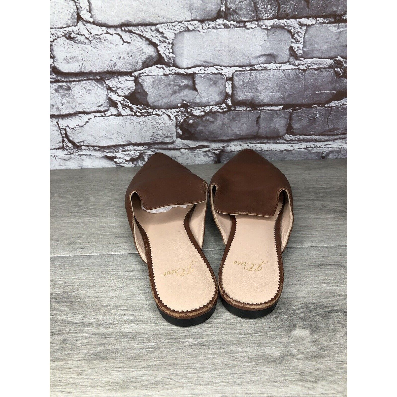 Other J Crew Brown Leather Pointed Toe Slip On Mules Flats Shoes W Size US 8.5 / IT 38.5 - 6 Thumbnail