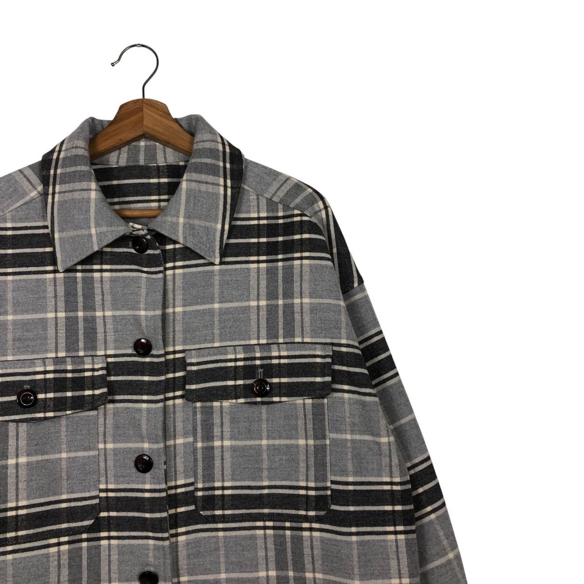 Japanese Brand × Vintage 📌Vintage Wool Button Jacket GU Japan Tartan Issey Miyake Size US L / EU 52-54 / 3 - 7 Thumbnail