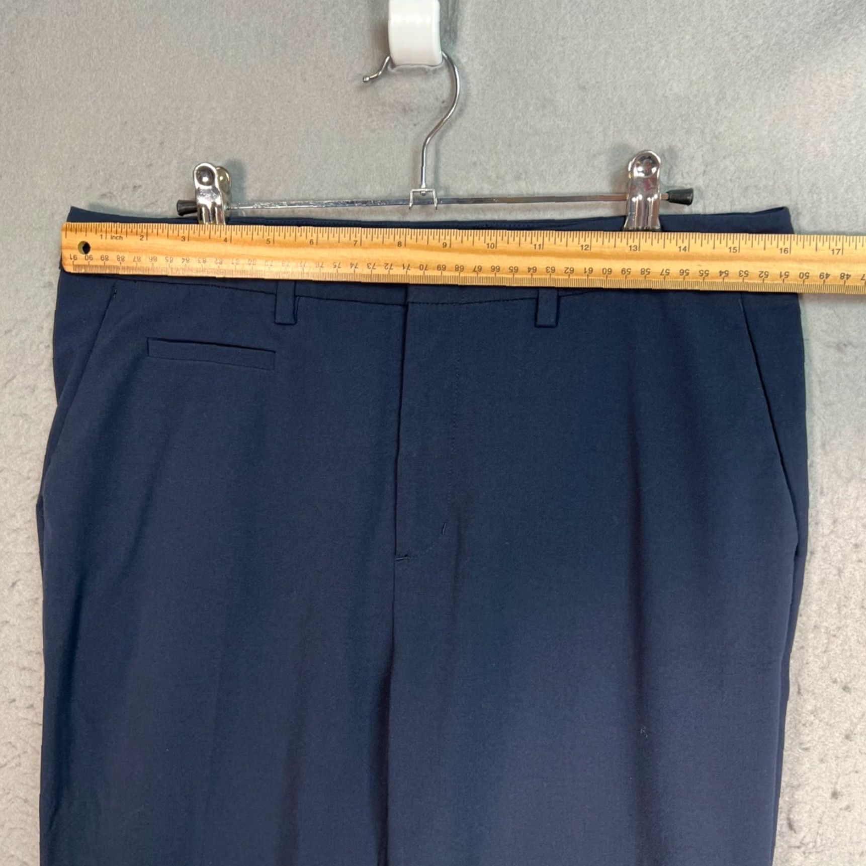 Oak + Fort Oak + Fort Womens Size 31 Navy Blue Slim Fit Trousers Dress Pants - Flat Front, Polyester Blend, Inseam 27, Adult Womens, 8/10, Regular, Vintage: No Size 24" / US 00 / IT 34 - 5 Thumbnail