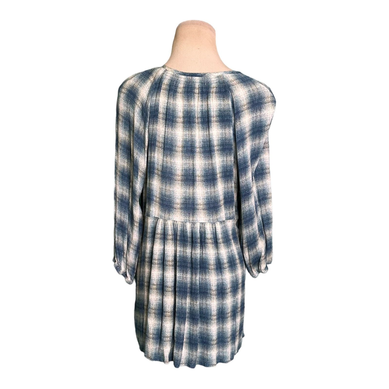 Anthropologie Maeve plaid 3/4 sleeves v neck tunic top blouse size small Size S / US 4 / IT 40 - 12 Thumbnail
