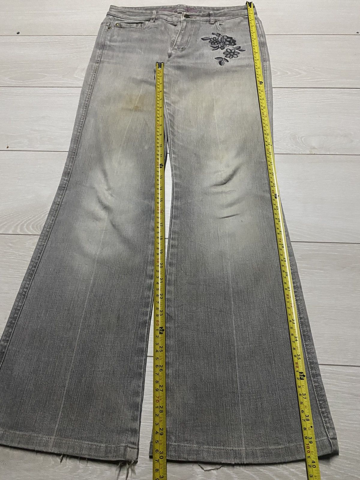 Japanese Brand Vintage Japanese Gerald Darel Grey Embroidery Flare Jeans Size US 30 / EU 46 - 14 Thumbnail