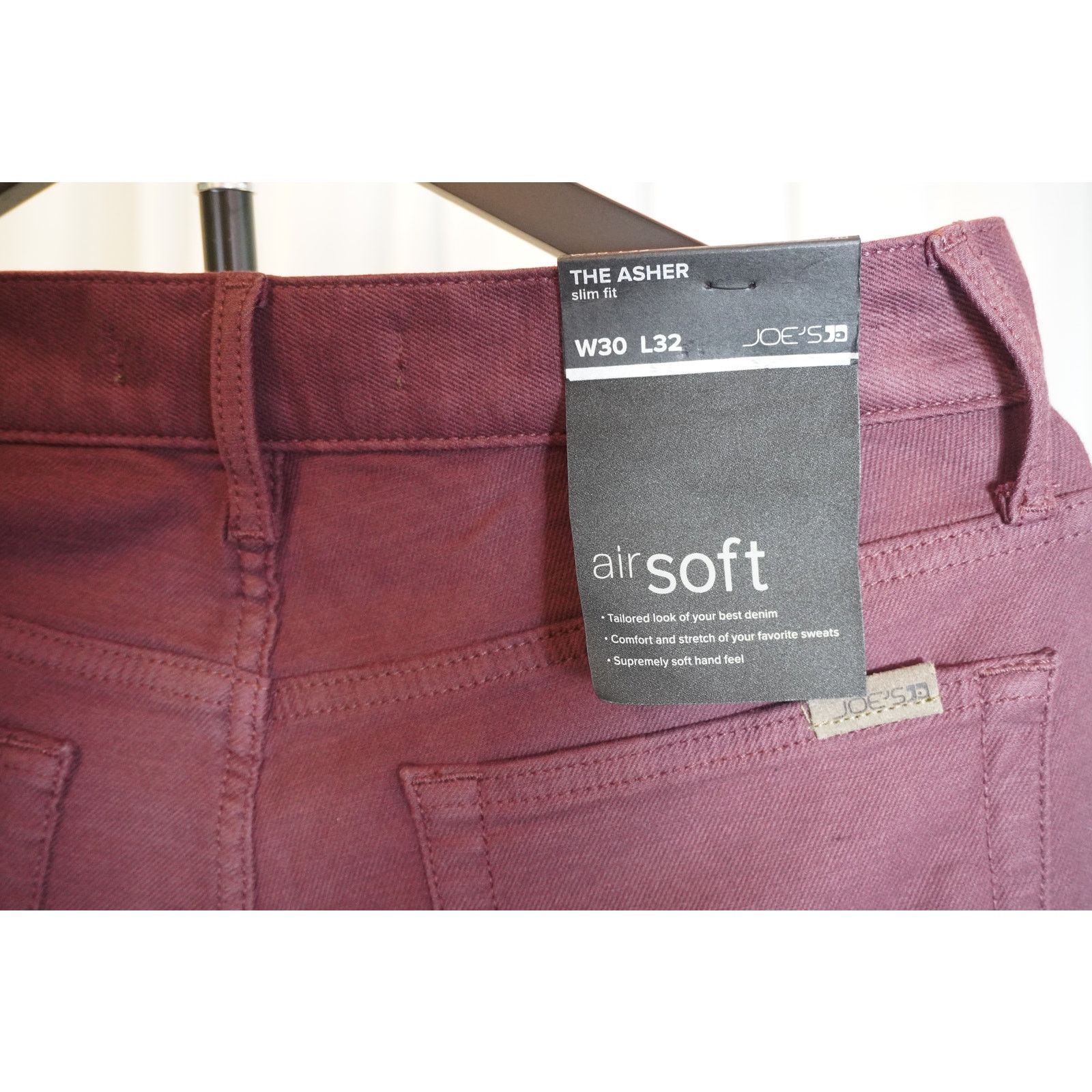 Joe's Joe’s Jeans “The Asher” Slim Fit Pants Burgundy Airsoft NWT Size US 30 / EU 46 - 4 Thumbnail