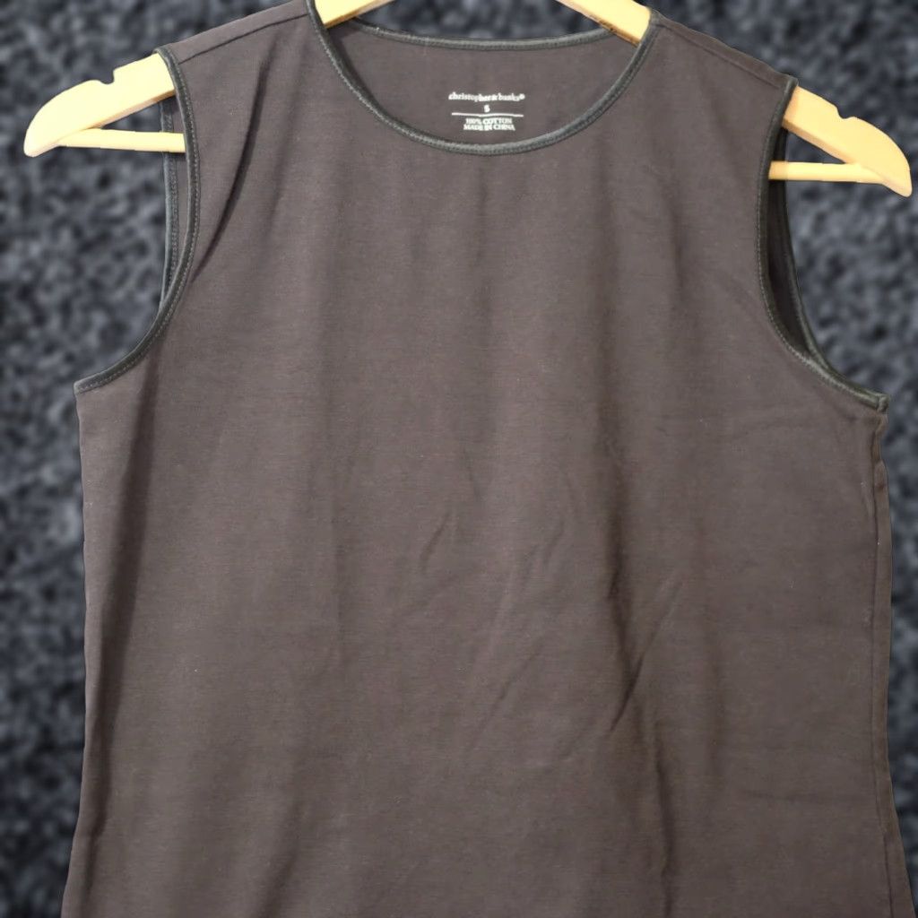 Vintage Christopher & Banks Black Tank Top Women's S Tank 100% Cotton Knit Sleeveless Crew Neck Basic Casual Workwear Shirt Size S / US 4 / IT 40 - 1 Thumbnail