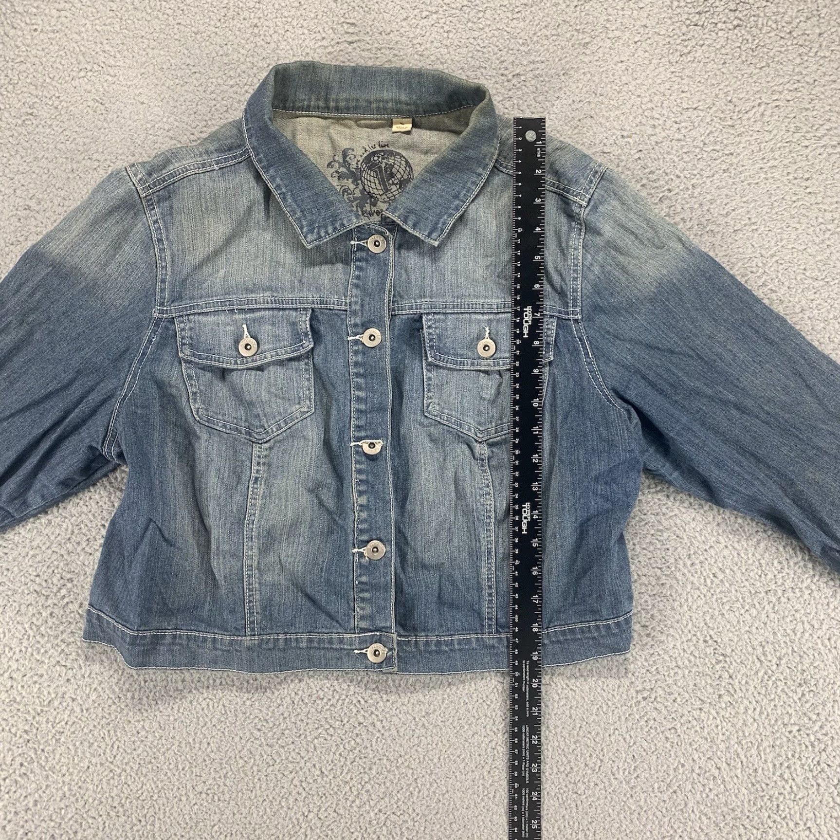 Denime CONEWORLD Denim Jacket Womens XL Blue Stretch Button Coat Casual Regular 4-Season Basic Jacket Ladies Size 40" / US 18 - 7 Thumbnail