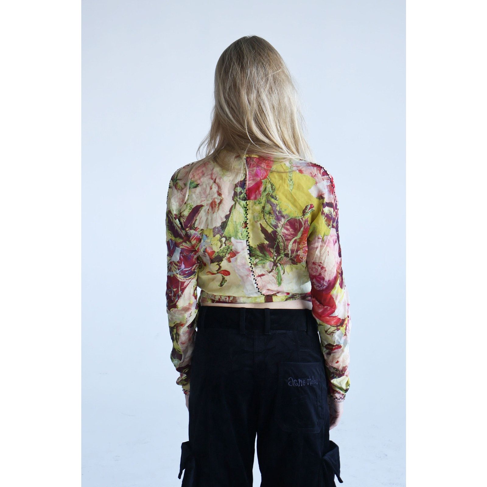 Jean Paul Gaultier Vintage Jean Paul Gaultier Floral Print Silk Ruffle Wrap Top Size M / US 6-8 / IT 42-44 - 8 Thumbnail