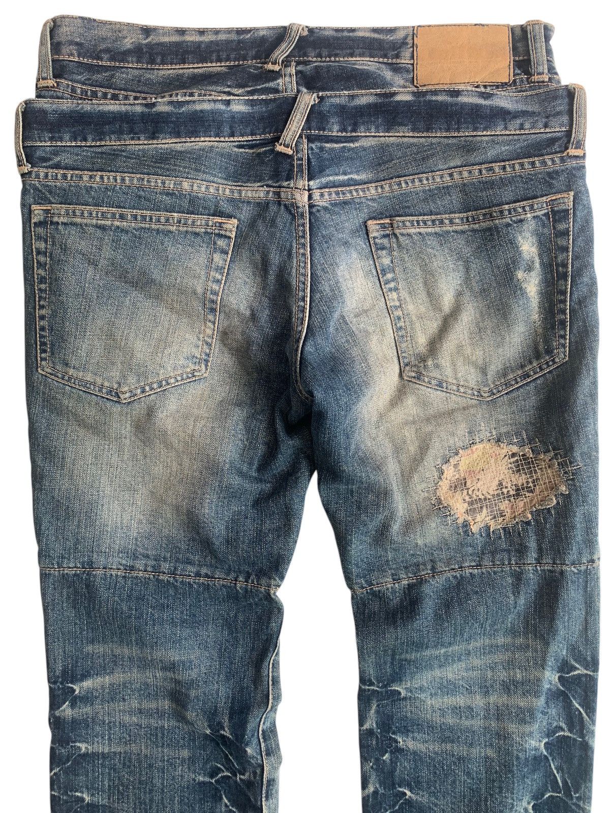 Japanese Brand PPFM Double Waist Distressed Washed Denim Size US 34 / EU 50 - 10 Thumbnail
